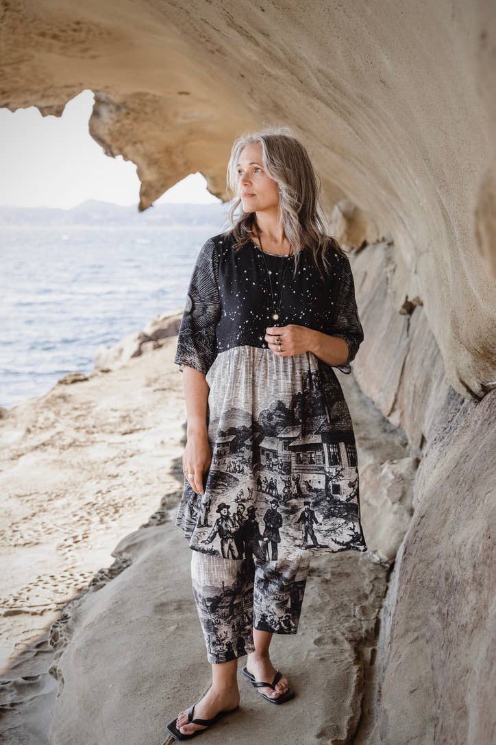 Stargazer Artist Dress with Pockets & Celestial Print