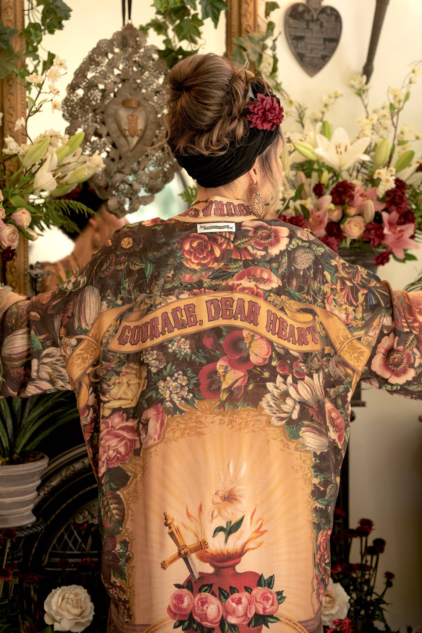 Courage Dear Heart with Sacred Heart Duster Kimono