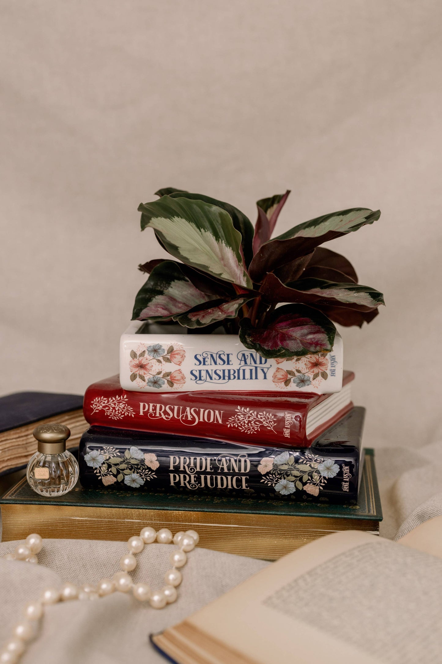 Jane Austen Stacked Book Planter
