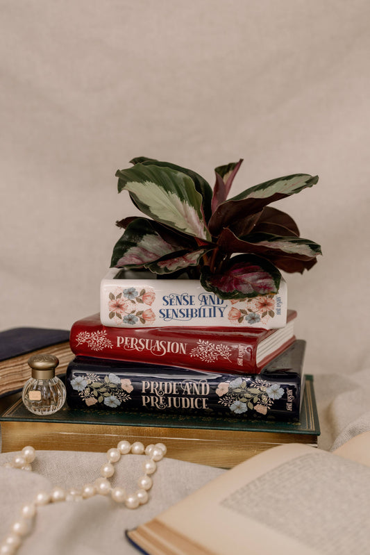 Jane Austen Stacked Book Planter