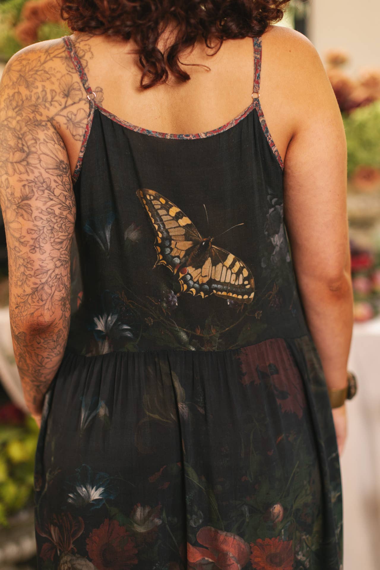 Flight of Fancy Bohéme Long Maxi Slip Dress w/Hummingbirds
