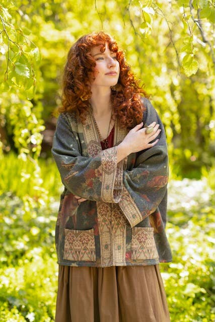 The Messenger Fleece Cottage Cardigan Jacket w/ Joan of Arc