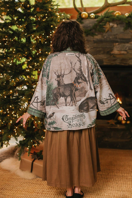 Winter Wish Christmas Fleece Cottage Cardigan Kimono Jacket