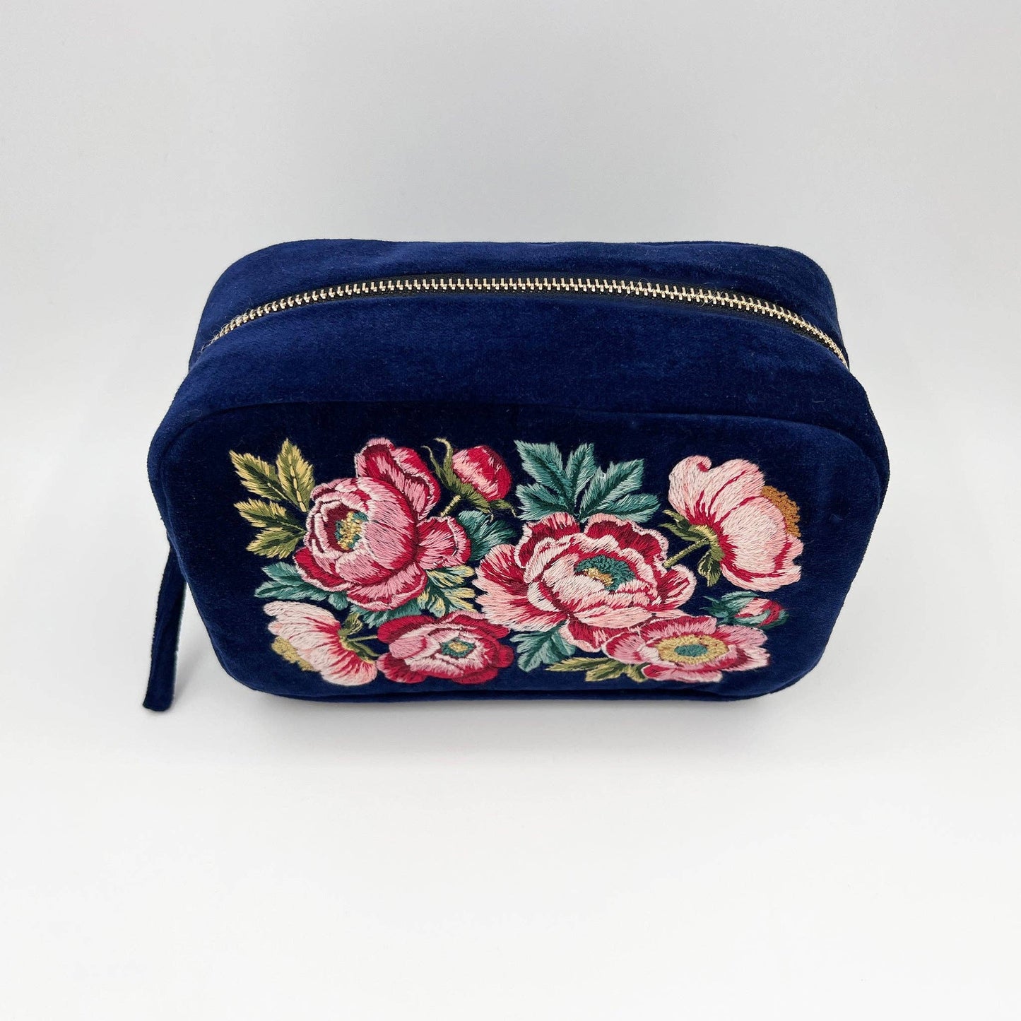 Peony - Prosperity Embroidered Velvet Makeup Bag