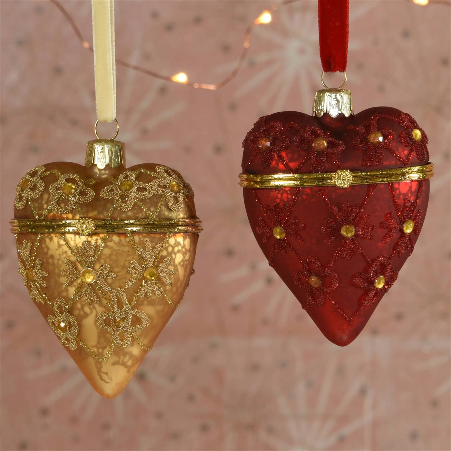 Gold Bejeweled Heart Locket Ornament