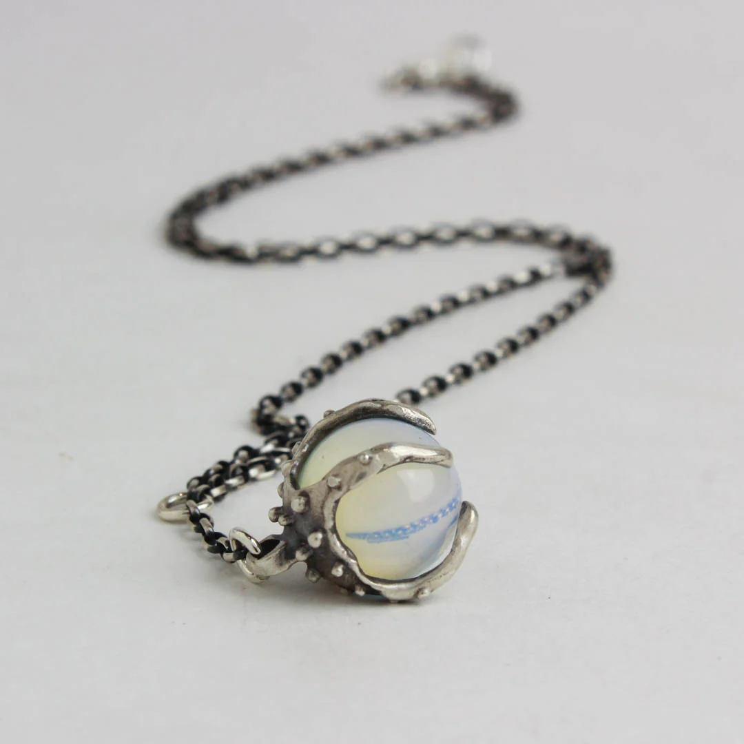 Sorceress Crystal Ball Necklace in Opalite by Acid Queen Jewelry