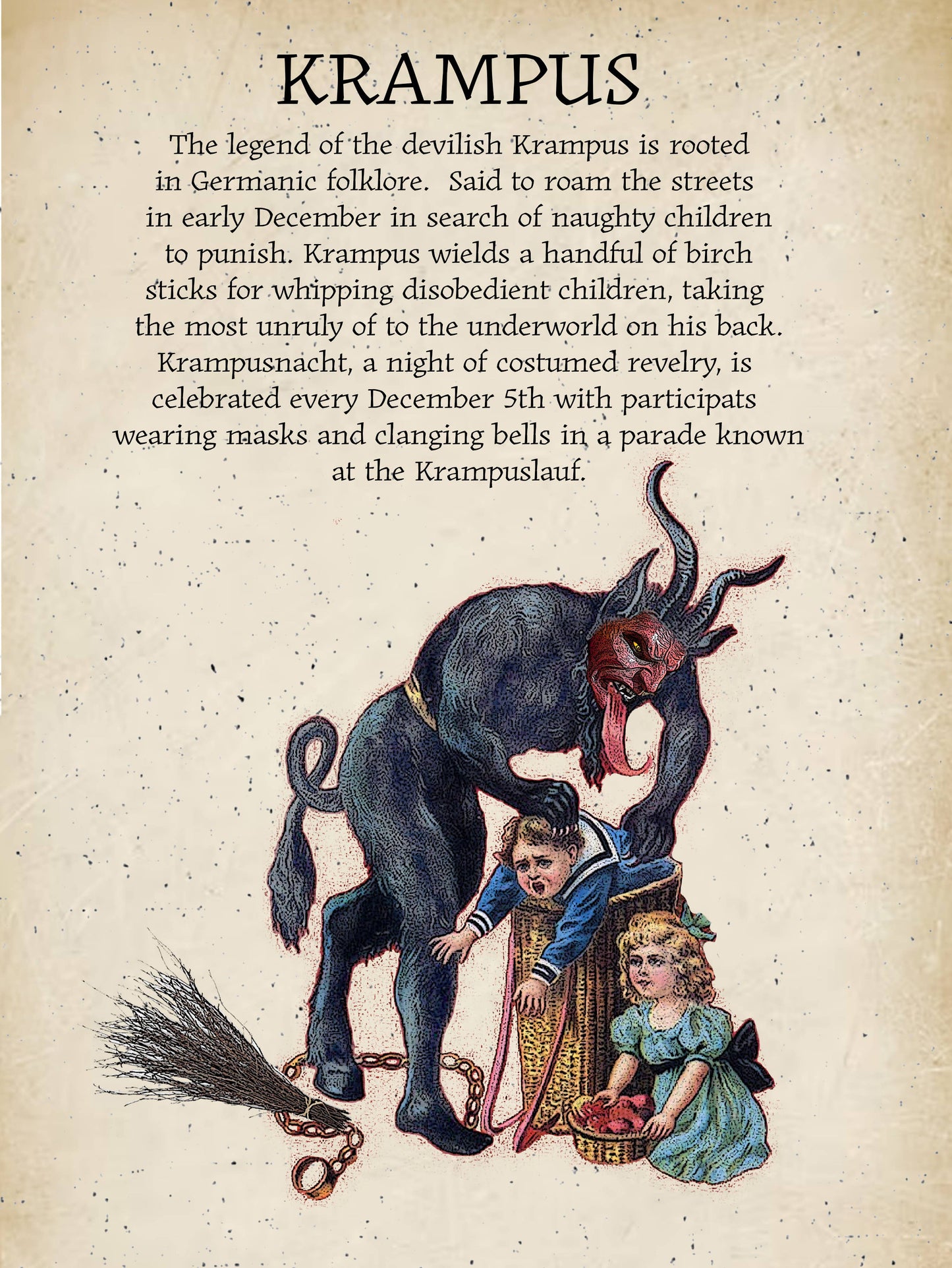 Krampus 100% Cotton Floursack Tea Towel