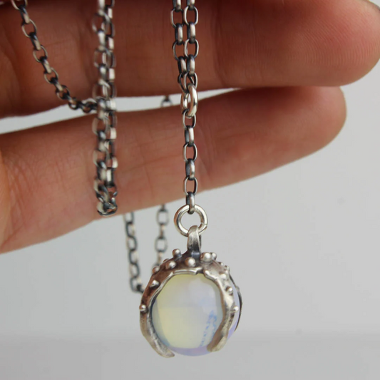 Sorceress Crystal Ball Necklace in Opalite by Acid Queen Jewelry