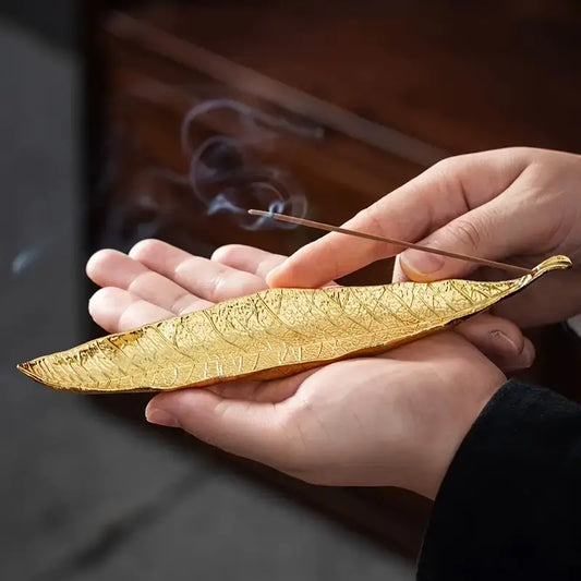 Golden Leaf Incense Holder