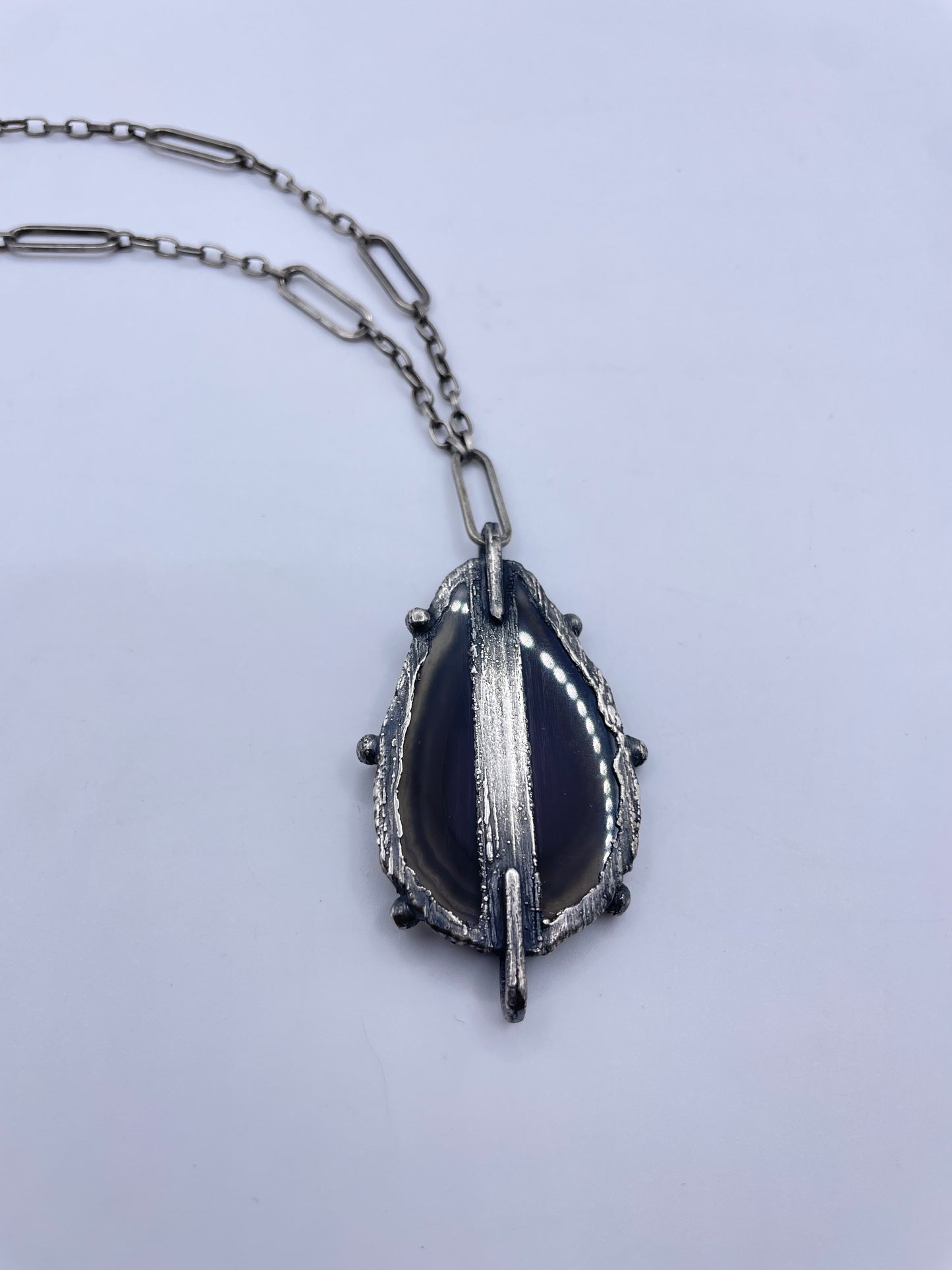 Agate and Sterling Silver Necklace by Inex Jewelry