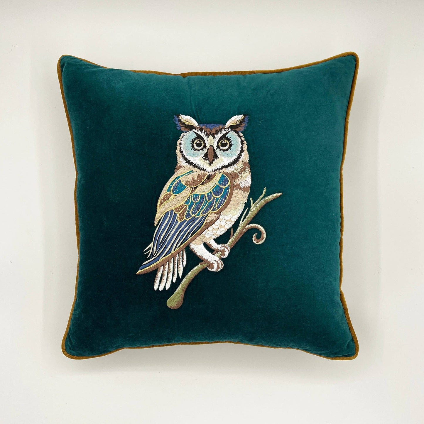 Owl - Wisdom Embroidered Velvet Pillow