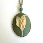 Green Lily Of The Valley Cameo Necklace