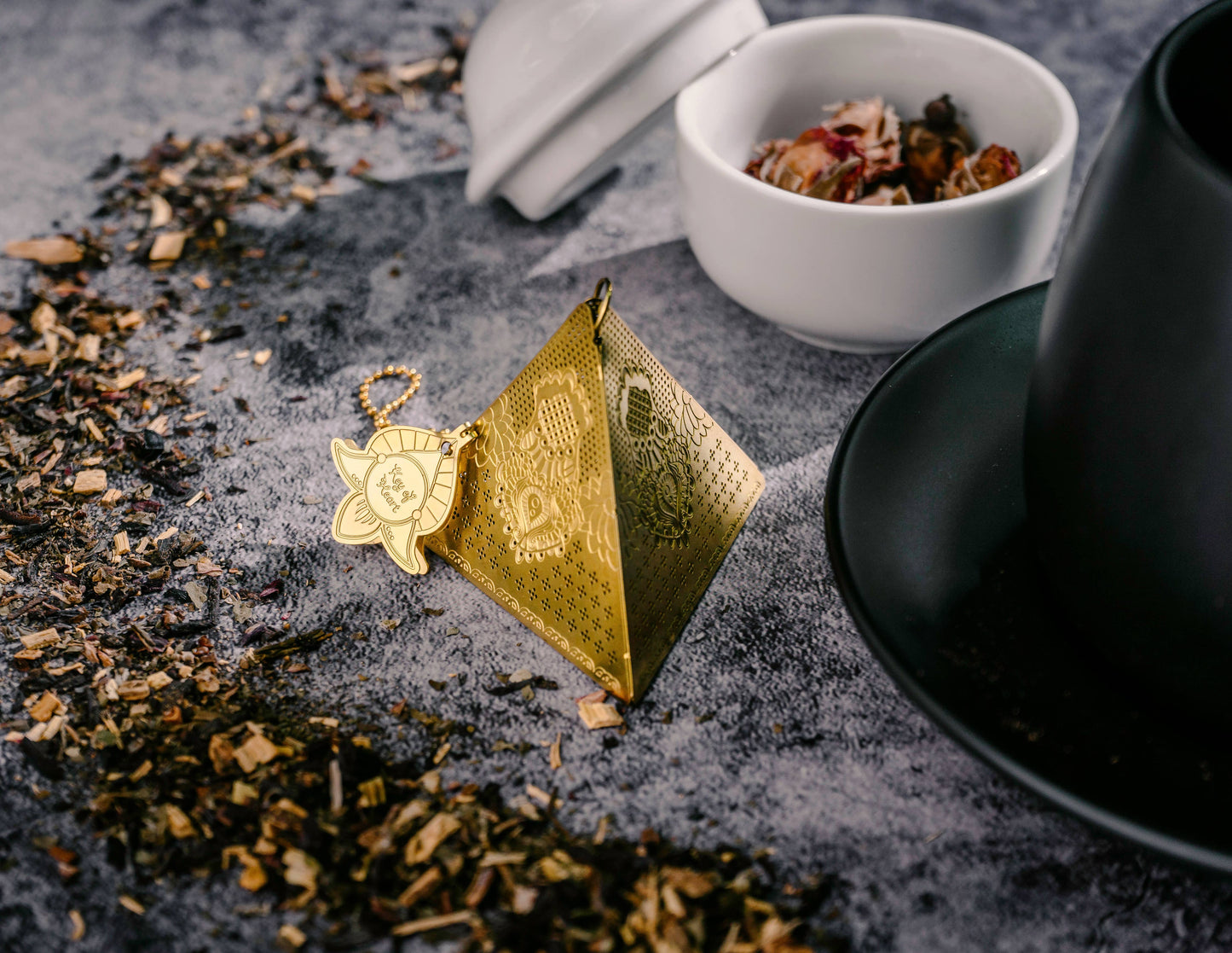 Golden Pyramid Tea Infuser with Chain