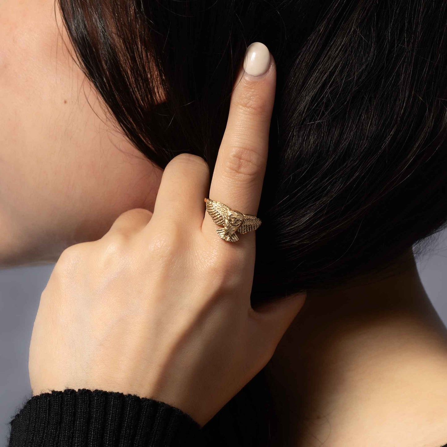 Bronze Flying Barn Owl Ring