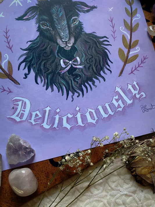 Black Phillip "Live Deliciously" 8.5x11 Art Print by Olivia Faust