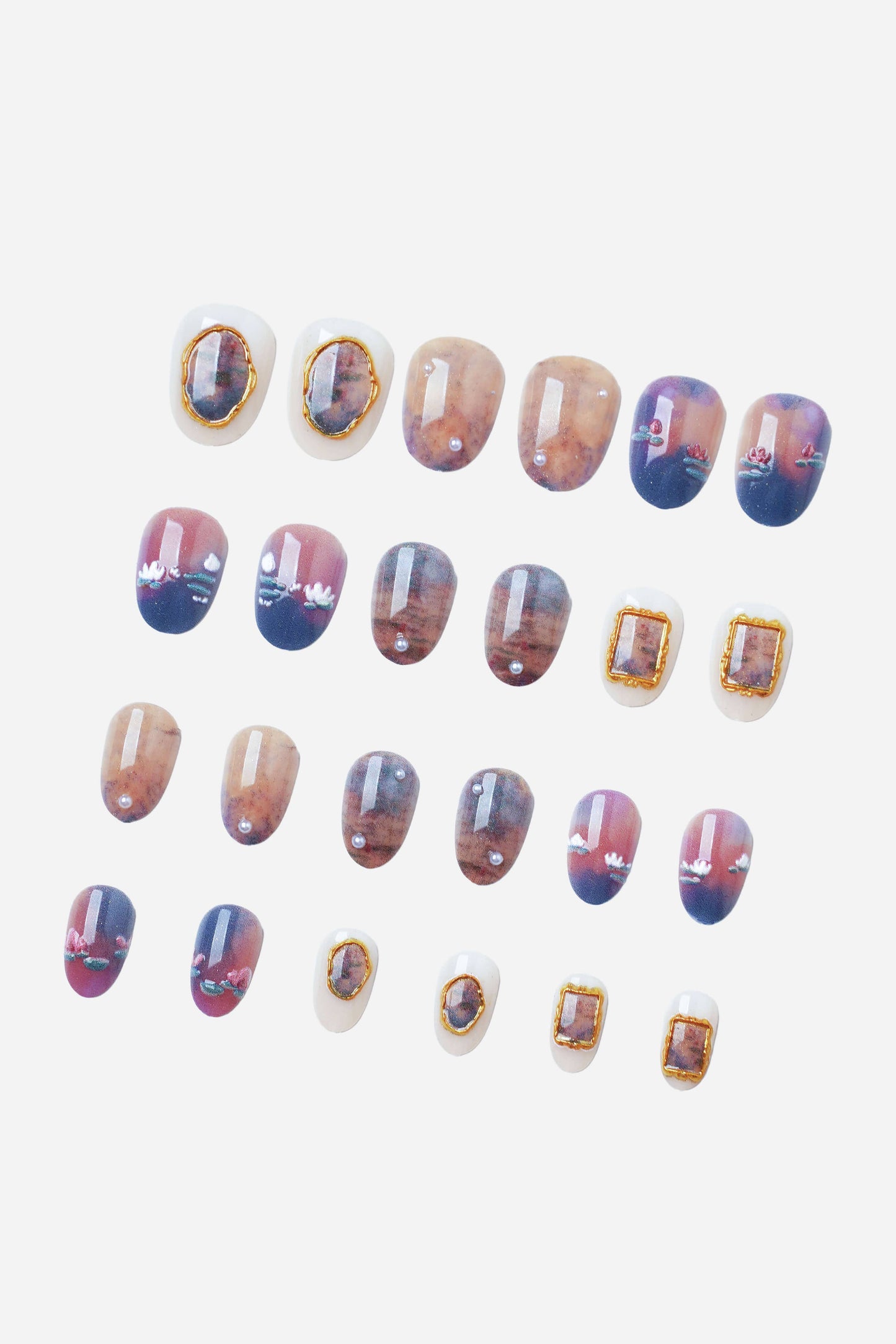 CLAUDE MONET WATER LILIES - SHORT OVAL PRESS-ON NAILS