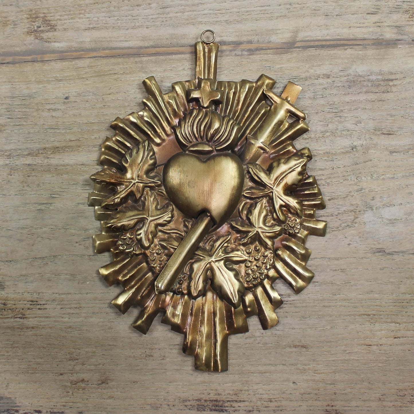 Sacred Heart Ornament, Metal