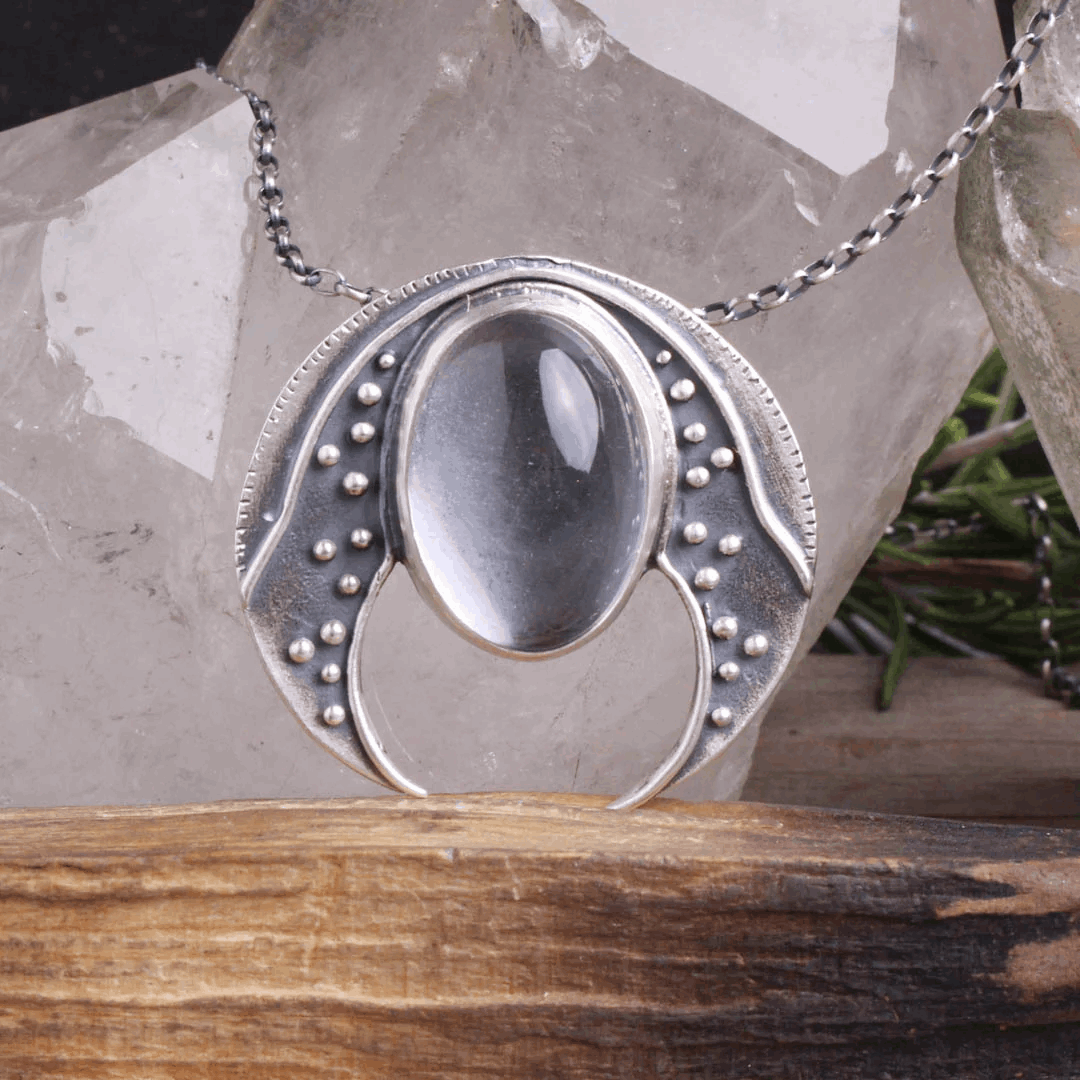 Moon Lover Necklace with Quartz by Acid Queen Jewelry