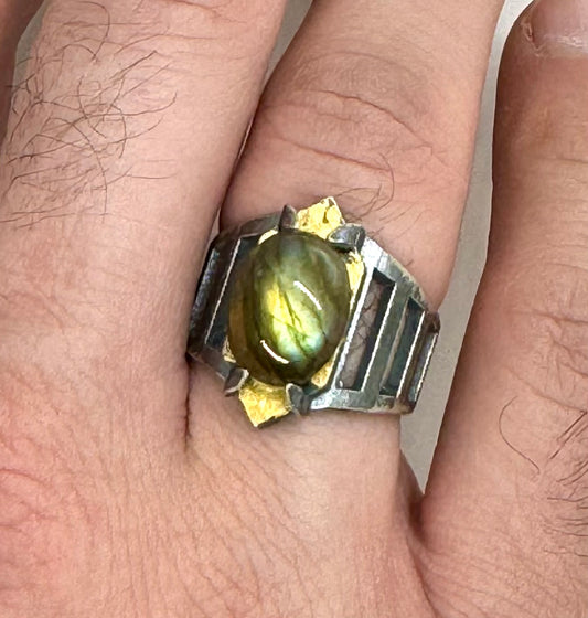 Labradorite Brutalist Ring by Julian the 2nd