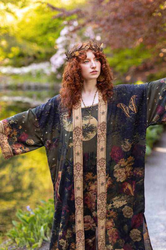 The Messenger Opera Duster Robe w/ Joan of Arc & Florals
