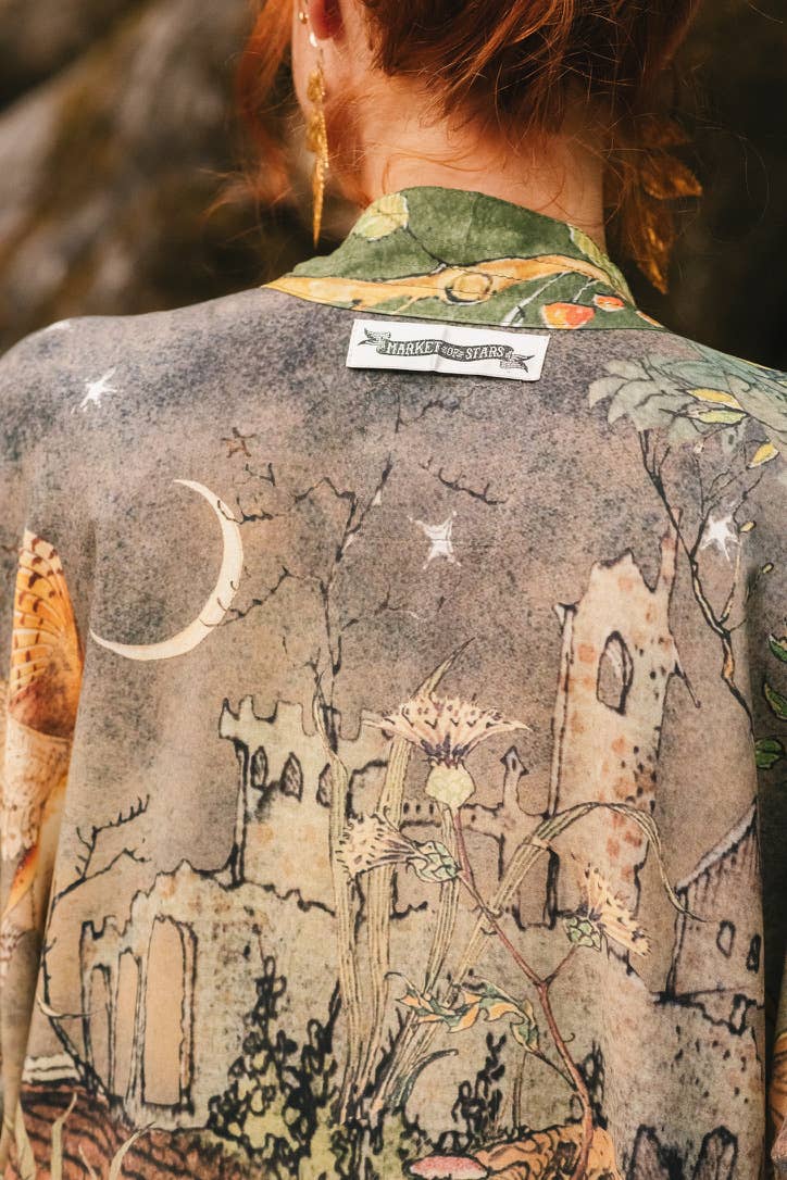 Woodland Wisdom Matinée Duster w/ Florals, Fox & Owl