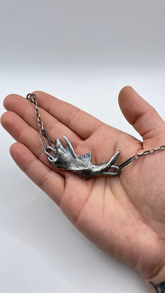 Single Rabbit Jaw Choker Sterling Silver Necklace by Inex Jewelry