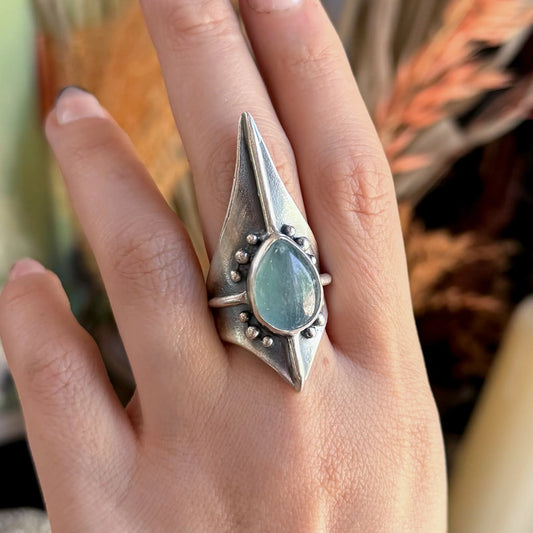 Avalon Shield Ring // Aquamarine