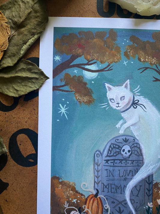 Ghost Cat 5x7 Art Print by Olivia Faust