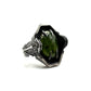 Green Knight Ring with Chrome Chalcedony and Garnet in Sterling Silver
