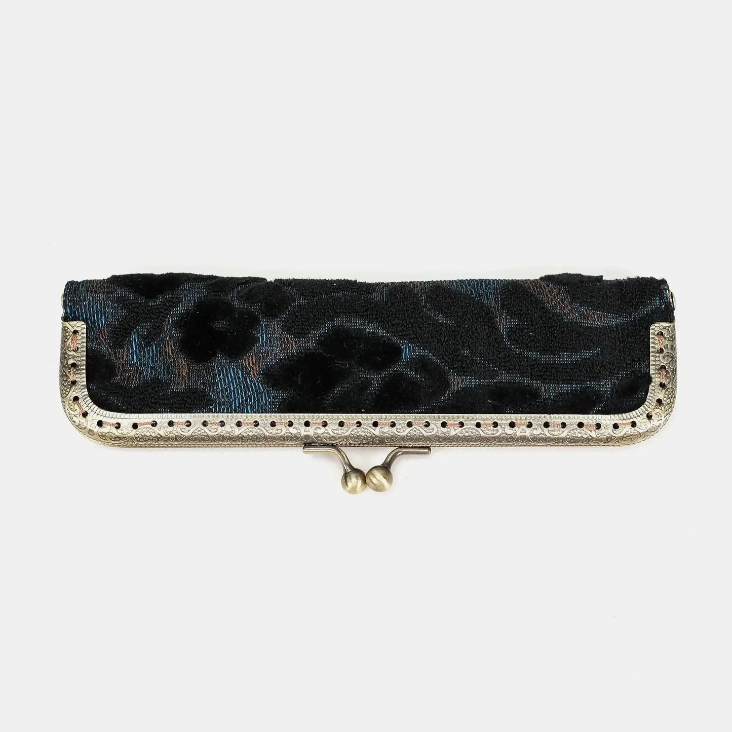 Burnout Velvet Black/Blue Duo Pen Case