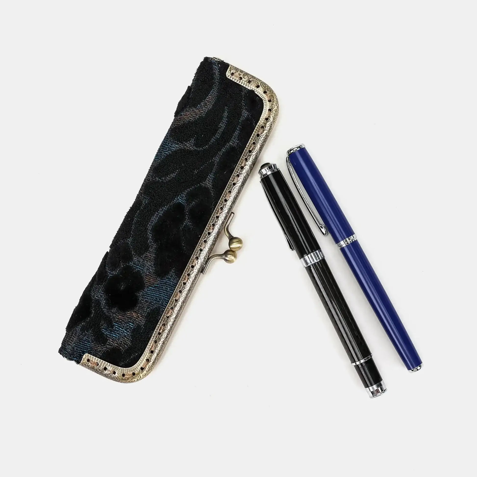 Burnout Velvet Black/Blue Duo Pen Case