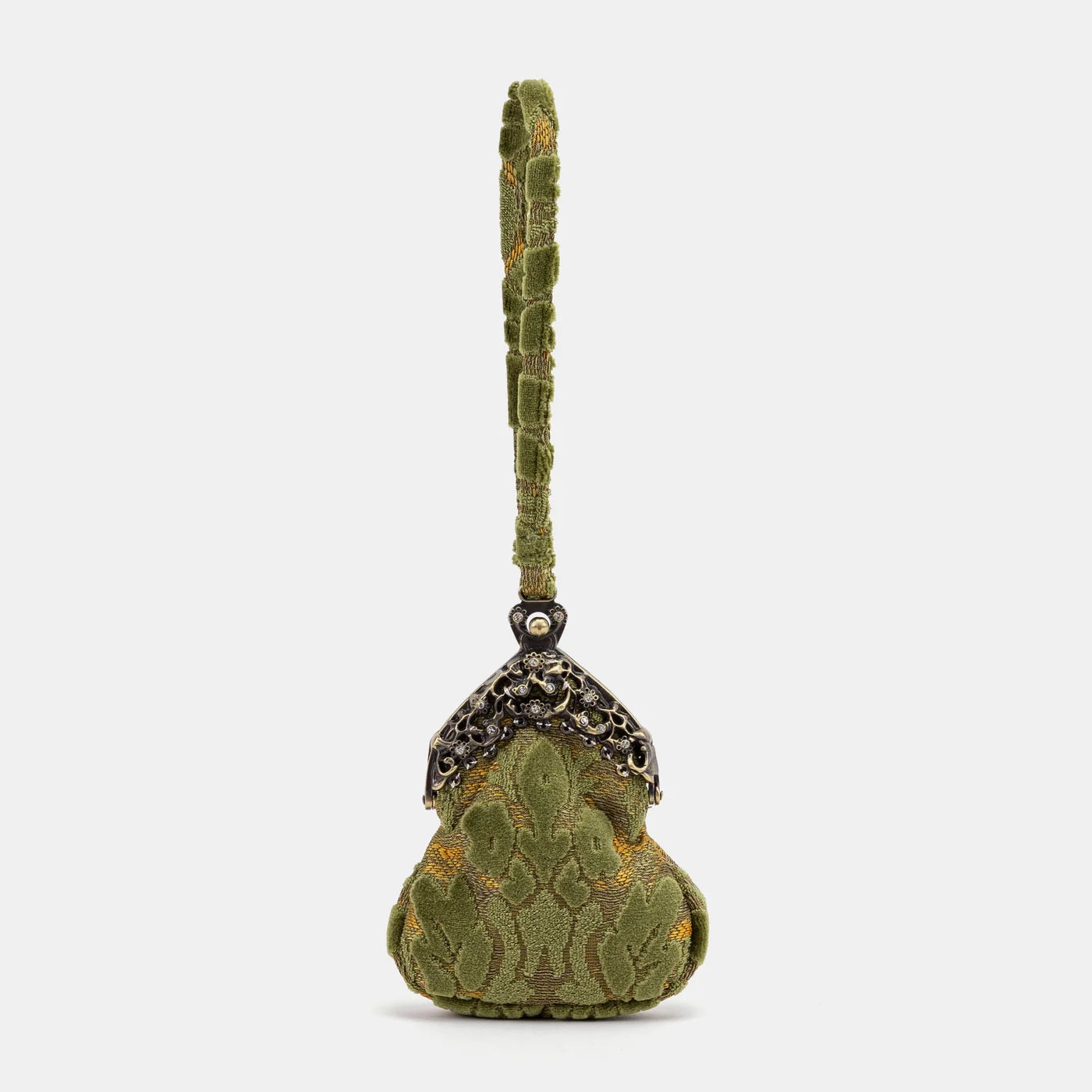 Burnout Velvet Fern Green Chatelaine Purse Wristlet Bag