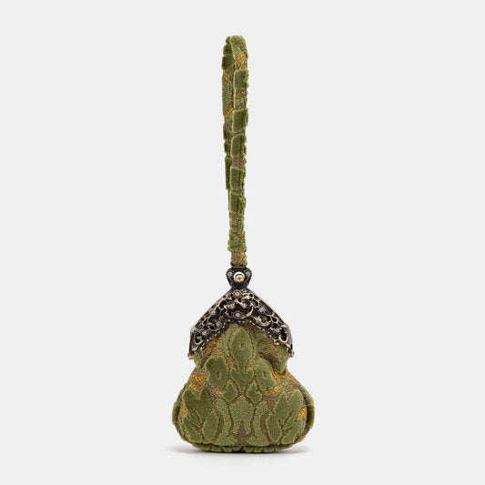 Burnout Velvet Fern Green Chatelaine Purse Wristlet Bag