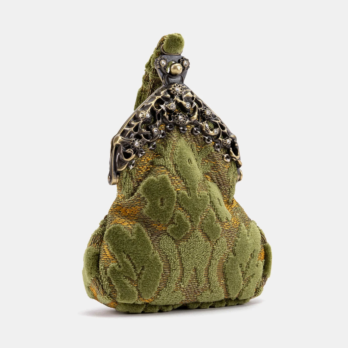 Burnout Velvet Fern Green Chatelaine Purse Wristlet Bag