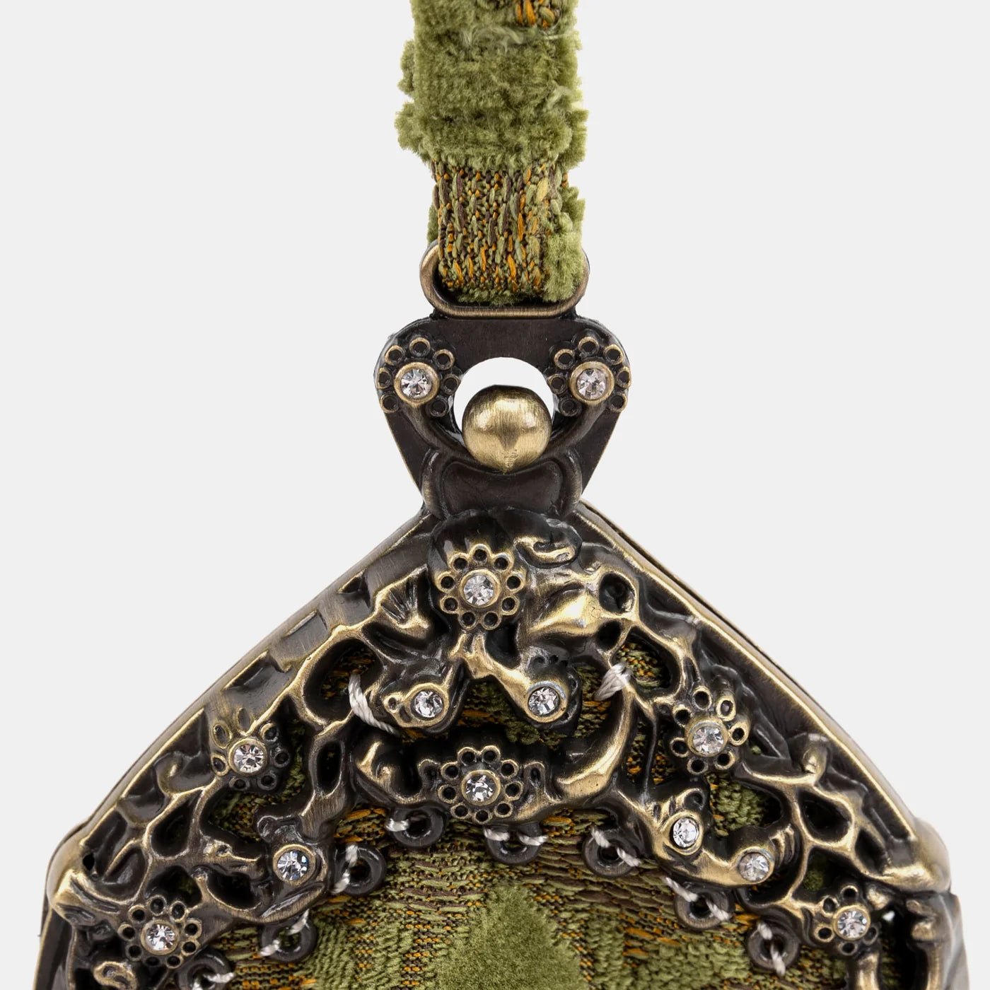 Burnout Velvet Fern Green Chatelaine Purse Wristlet Bag