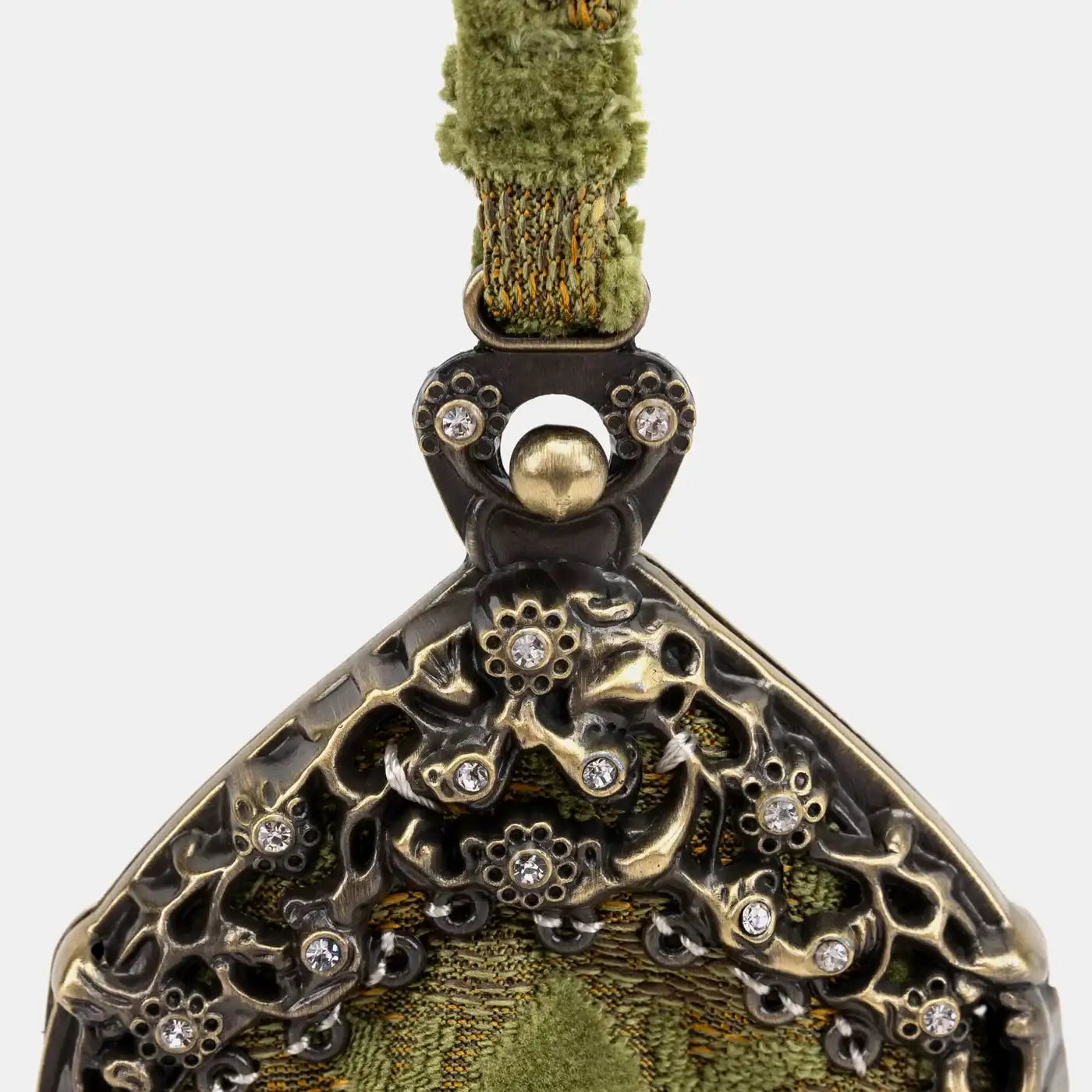 Burnout Velvet Fern Green Chatelaine Purse Wristlet Bag