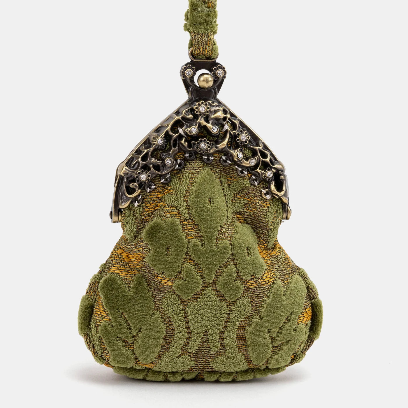 Burnout Velvet Fern Green Chatelaine Purse Wristlet Bag