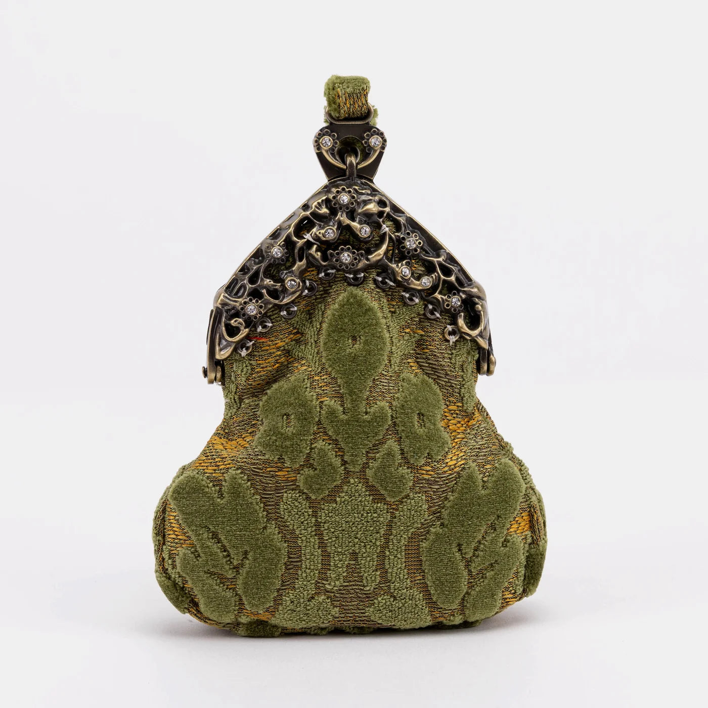 Burnout Velvet Fern Green Chatelaine Purse Wristlet Bag