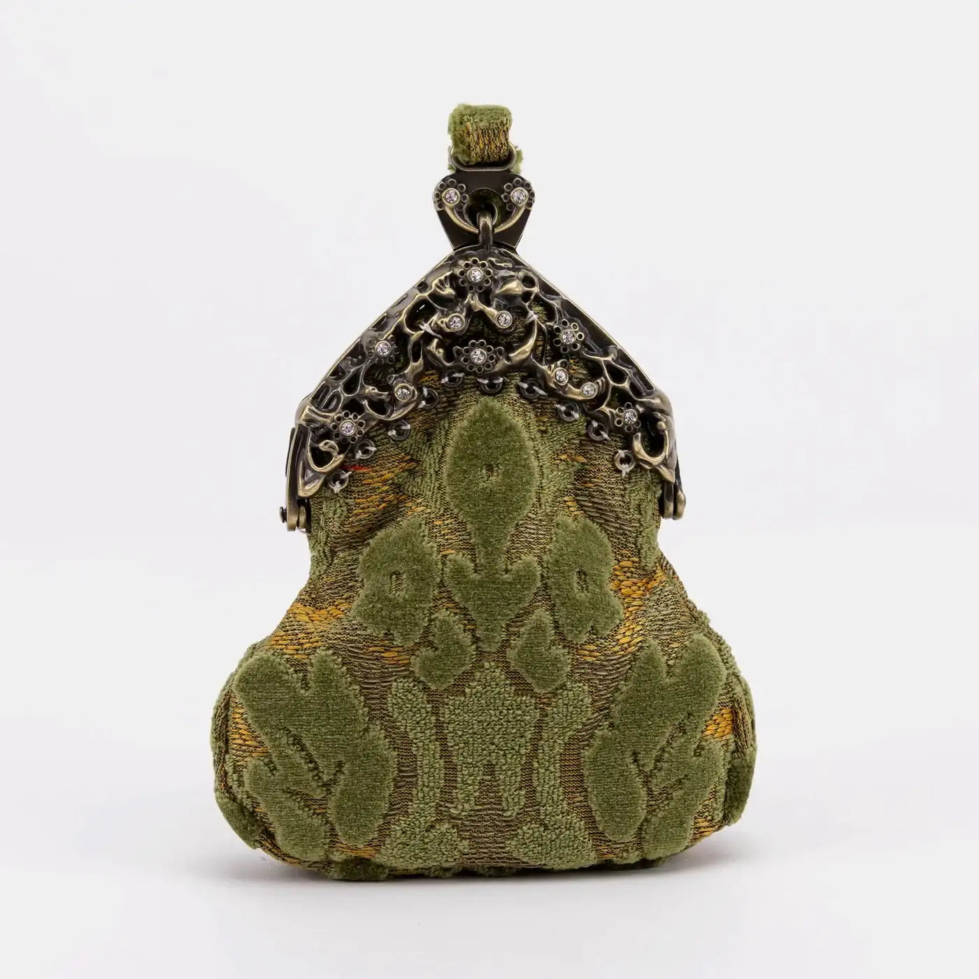 Burnout Velvet Fern Green Chatelaine Purse Wristlet Bag