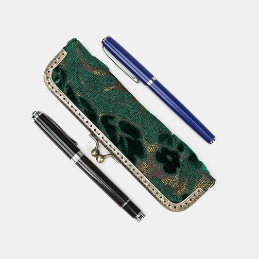 Burnout Velvet Jade Green Duo Pen Case