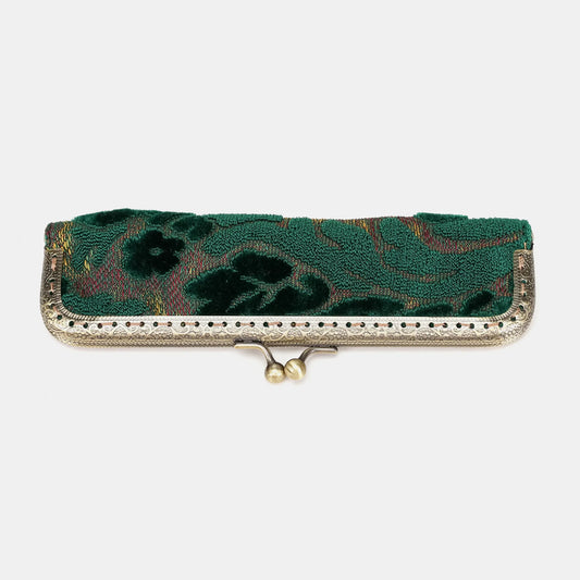 Burnout Velvet Jade Green Duo Pen Case