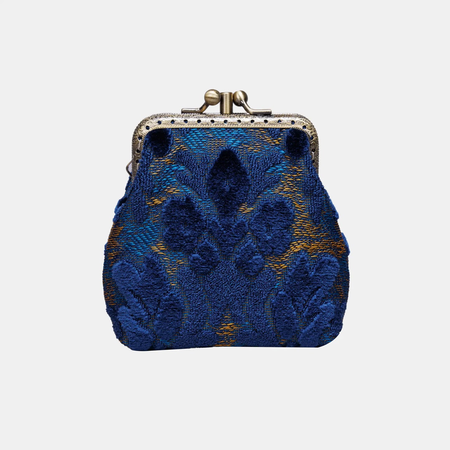 Burnout Velvet Navy Double Kiss Clasp Coin Purse