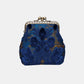 Burnout Velvet Navy Double Kiss Clasp Coin Purse