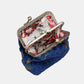 Burnout Velvet Navy Double Kiss Clasp Coin Purse