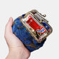 Burnout Velvet Navy Double Kiss Clasp Coin Purse