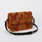 Burnout Velvet Orange Flap Crossbody Bag