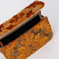 Burnout Velvet Orange Flap Crossbody Bag