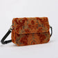 Burnout Velvet Orange Flap Crossbody Bag