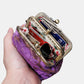 Burnout Velvet Purple Double Kiss Clasp Coin Purse