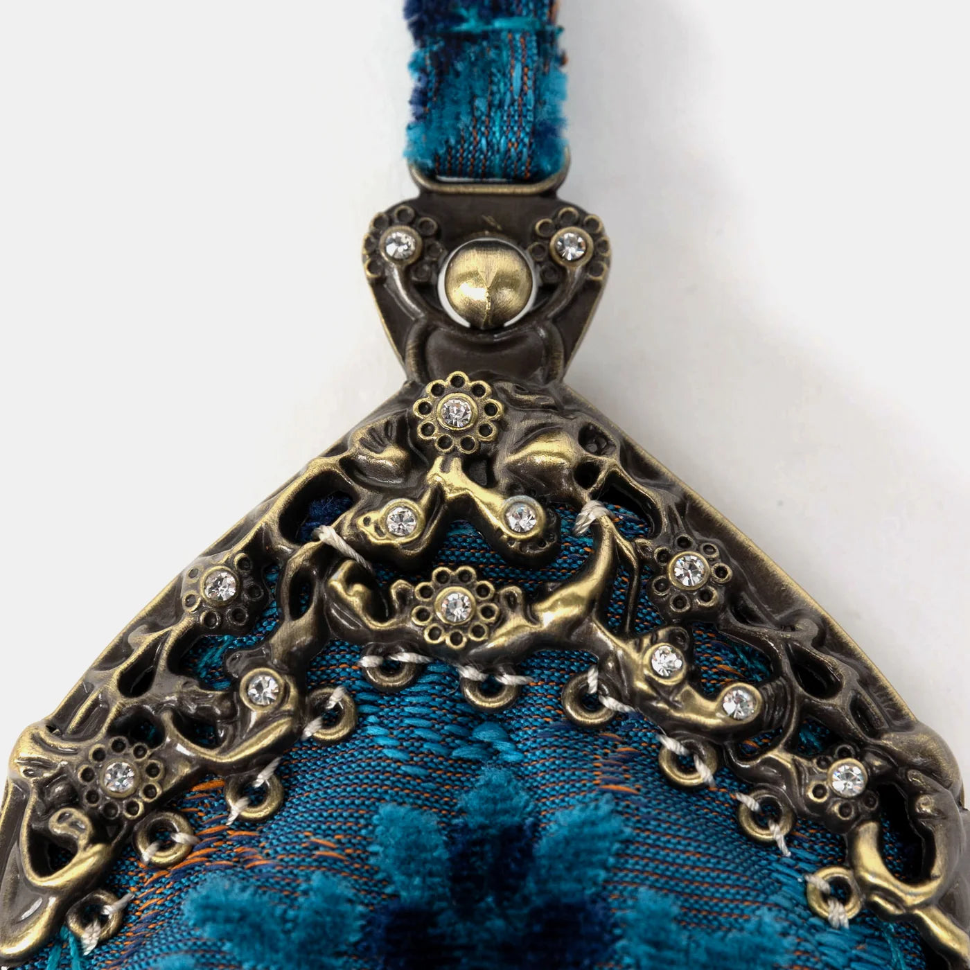 Burnout Velvet Revival Aqua Chatelaine Purse Wristlet Bag